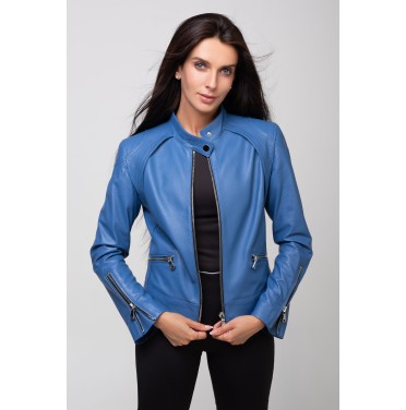 Cobalt blue leather jacket store